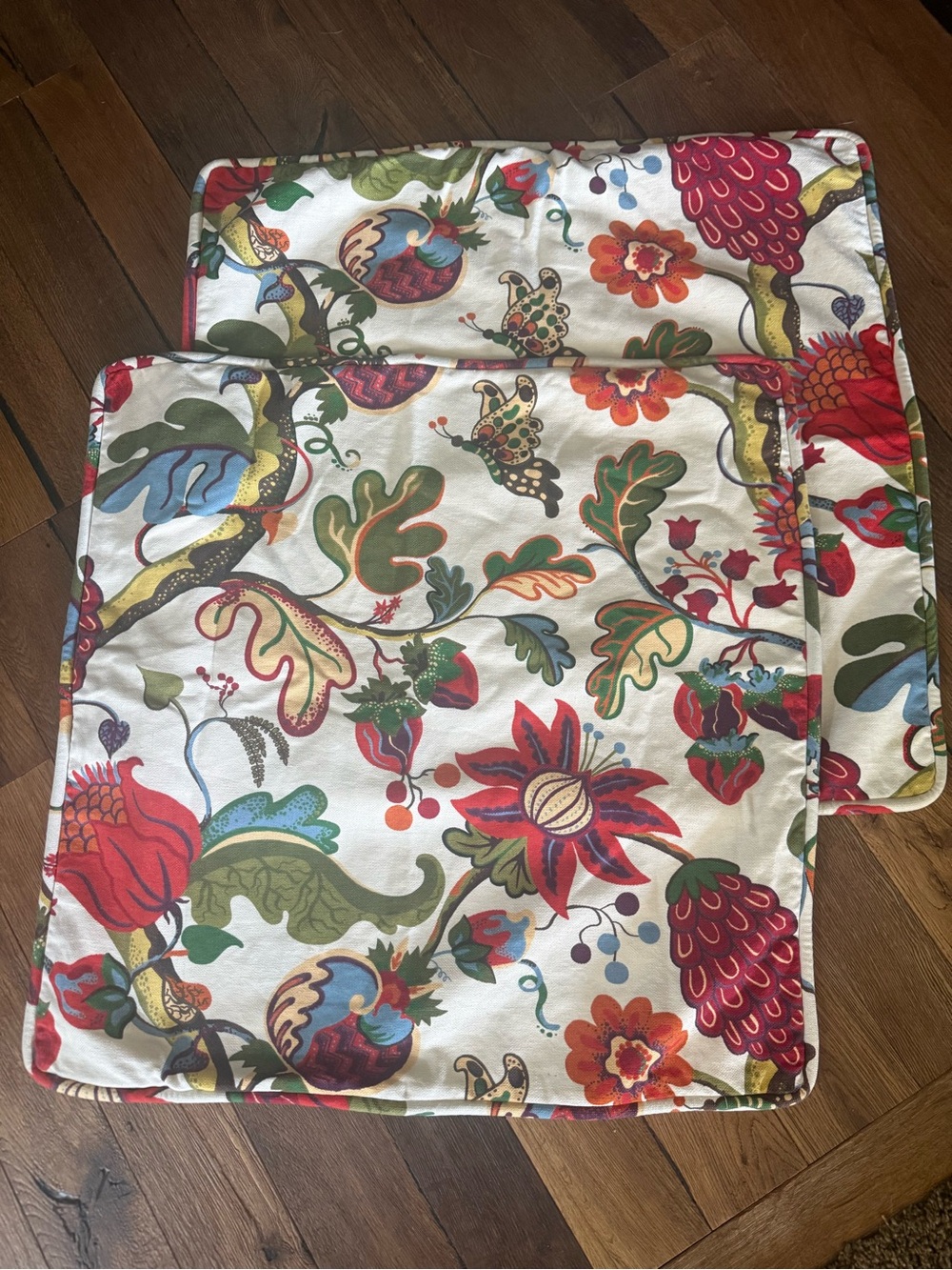 Pottery Barn Floral Multicolor Throw Pillow Covers - Red, Green, Blue